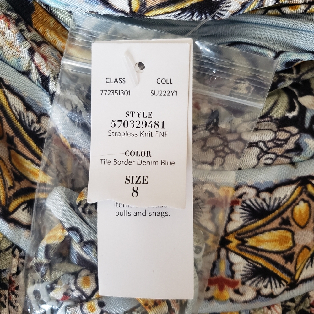 White House Black Market Blue and Yellow Strapless Dress NWT - Picture 7 of 8